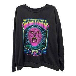 Carlos Santana Sweatshirt 2X Black Graphic Crewneck Pullover Woodstock 1969 Lion